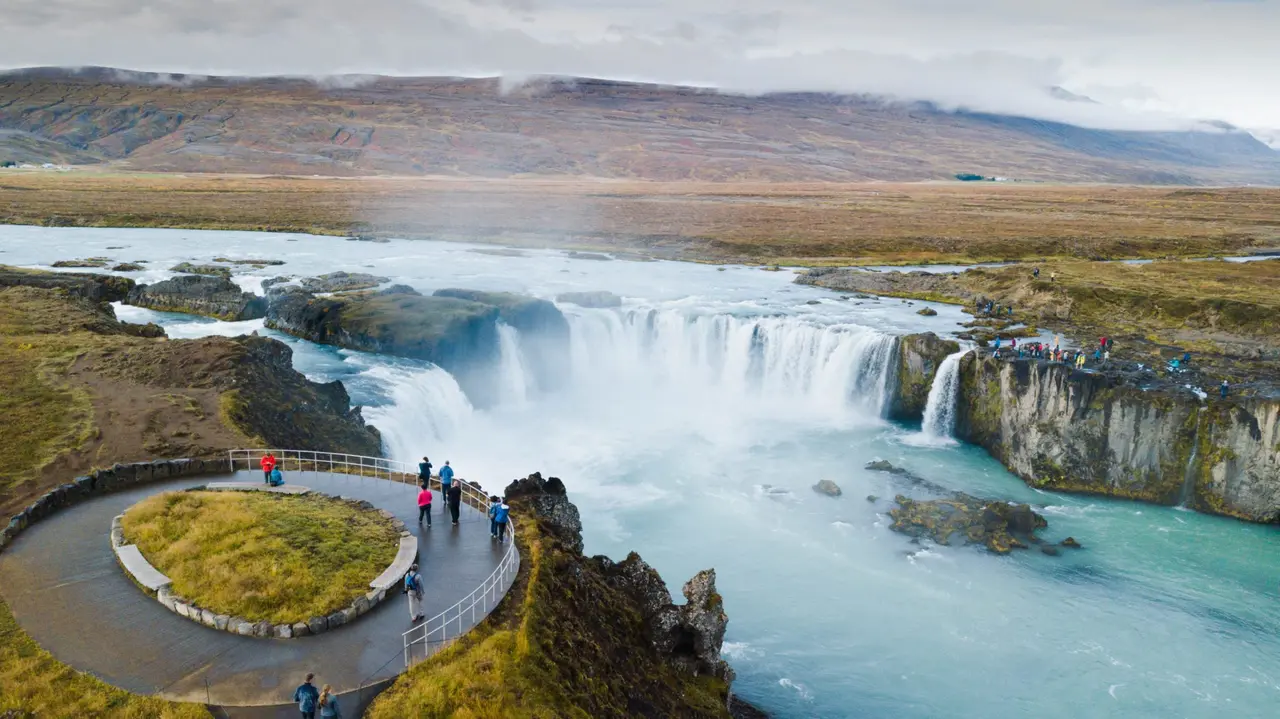 Visit Godafoss (Waterfall of the Gods)